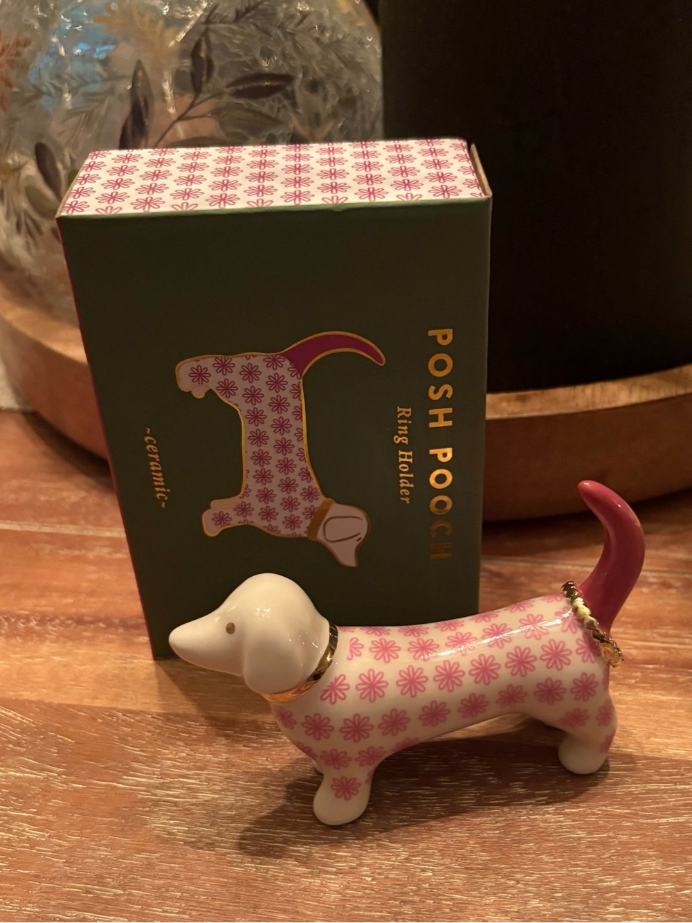Posh Pooch by 2Chic~Ceramic Ring Holder - Pink Floral